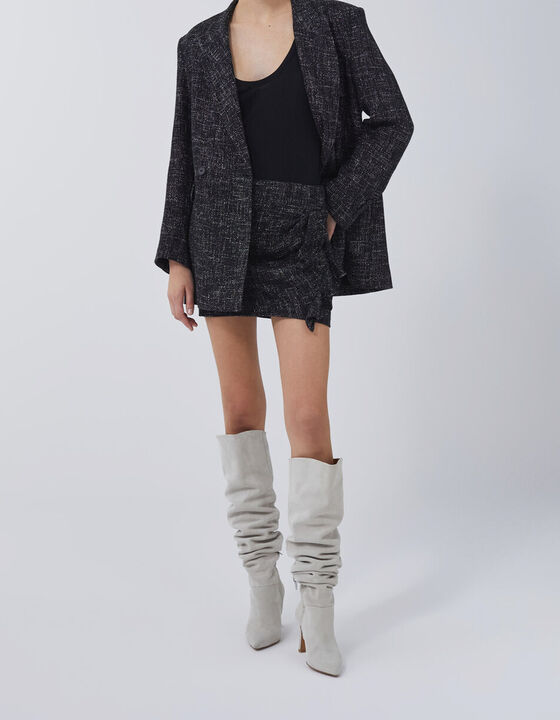 YONI TWEED AND LUREX MINI SKIRT